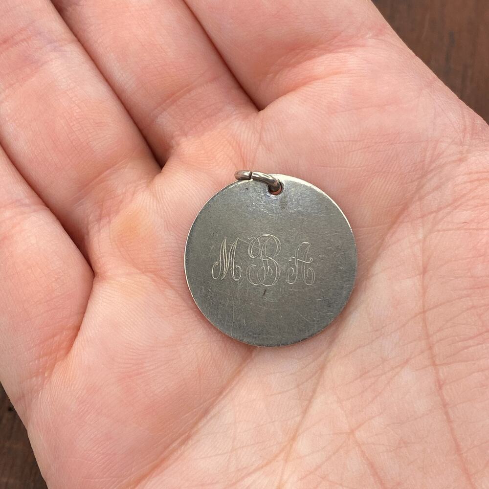 Vintage 925 Sterling Silver "MBA" Engraved Monogram Pendant Bracelet Charm